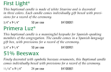 Cathedral Brand - Baptismal Candle - First Light Size & Fit Guide 