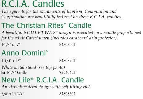 Cathedral Brand - R.C.I.A. Candles - The Christian Rites Candle  Size & Fit Guide 