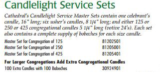 Cathedral Brand Candlelight Service Sets - Starting at Size & Fit Guide 